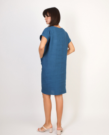 Платье Дюма лен, цвет темно-синий(5)